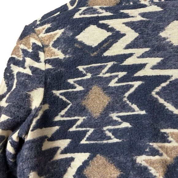 Lucky brand Aztec print fringed brushed knit cardigan M - Picture 9 of 12